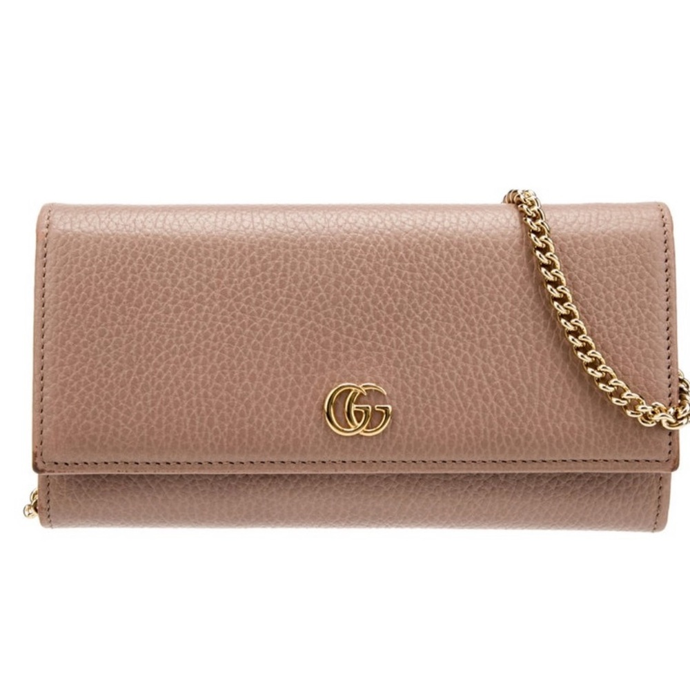 Gucci Beige Leather Chain Wallet